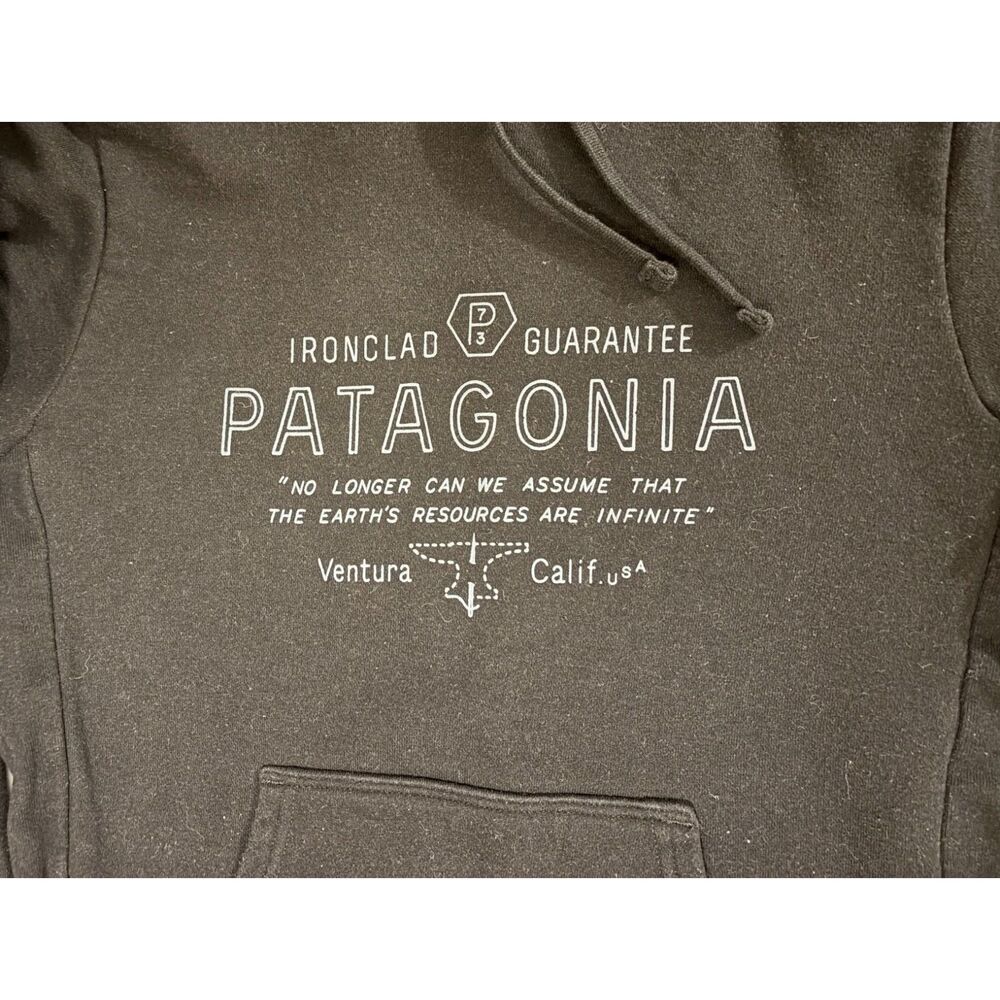PATAGONIA Hoodie Men XS Forge Mark Uprisal Fleece Sweatshirt Pullover Black - Picture 4 of 8